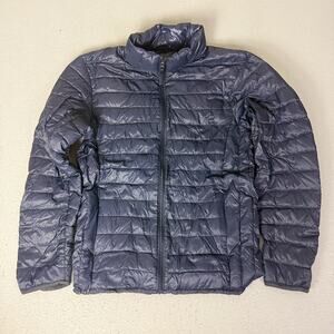 Uniqlo Ultra Light Down Jacket Navy Blue Packable Quilted Puffer Full Zip